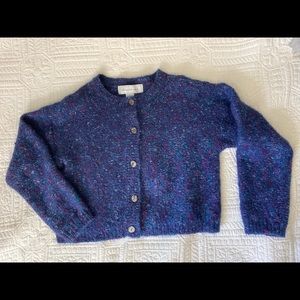 Vintage wool blend cardigan- blue/purple angora style